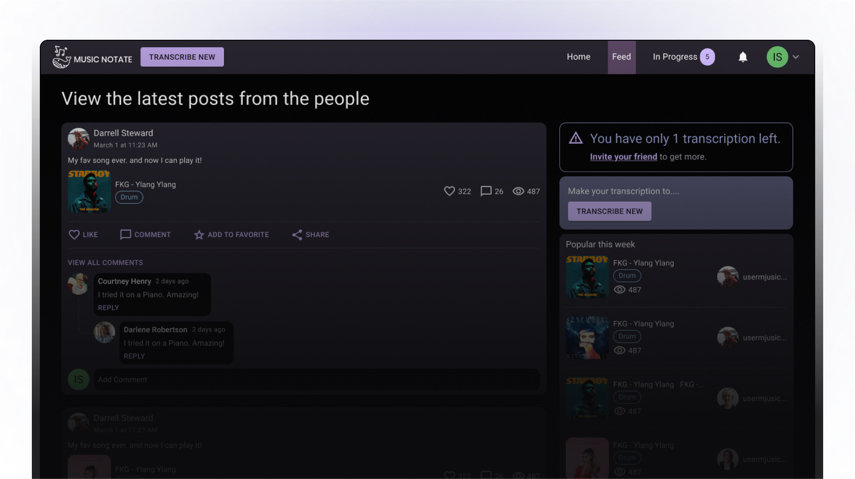 Music Notate Platform Preview - Community Feed